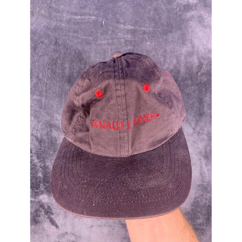 Donald J Pliner Baseball Cap Hat Brown Cotton Embroidered Red Underbrim One Size